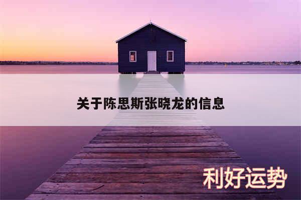 关于陈思斯张晓龙的信息