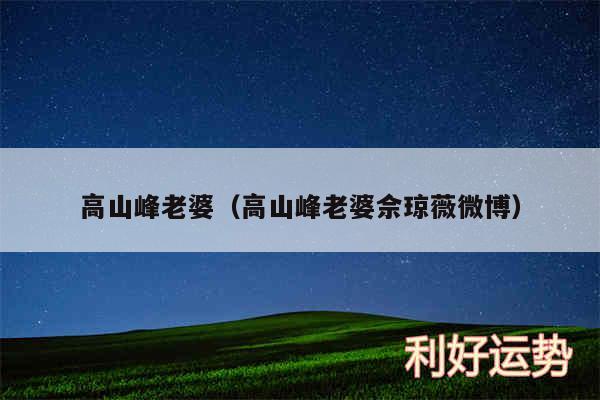 高山峰老婆以及高山峰老婆佘琼薇微博