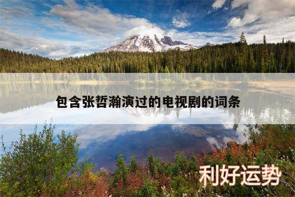 包含张哲瀚演过的电视剧的词条