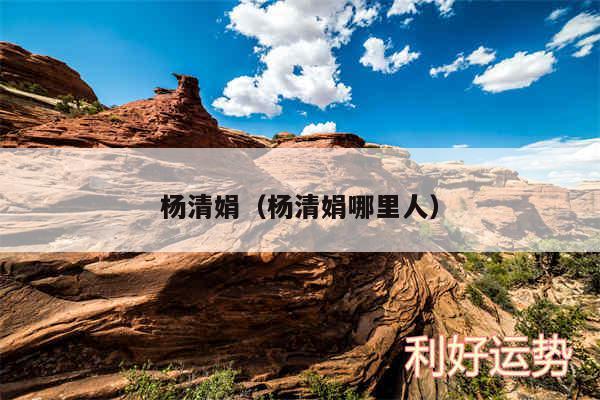 杨清娟以及杨清娟哪里人