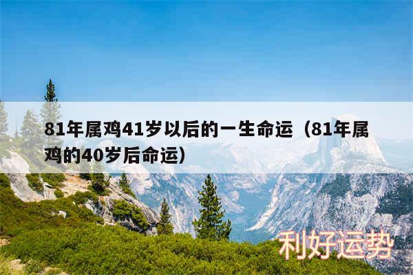 81年属鸡41岁以后的一生命运以及81年属鸡的40岁后命运