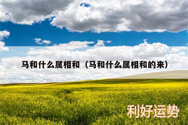 马和什么属相和以及马和什么属相和的来