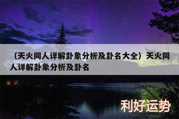 以及天火同人详解卦象分析及卦名大全天火同人详解卦象分析及卦名