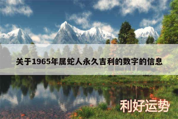 关于1965年属蛇人永久吉利的数字的信息