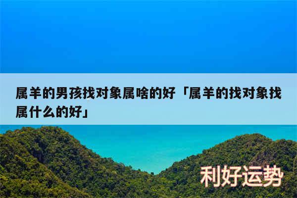 属羊的男孩找对象属啥的好及属羊的找对象找属什么的好