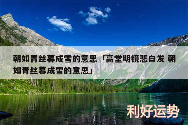 朝如青丝暮成雪的意思及高堂明镜悲白发 朝如青丝暮成雪的意思