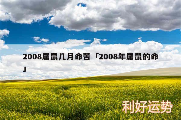 2008属鼠几月命苦及2008年属鼠的命