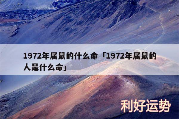 1972年属鼠的什么命及1972年属鼠的人是什么命