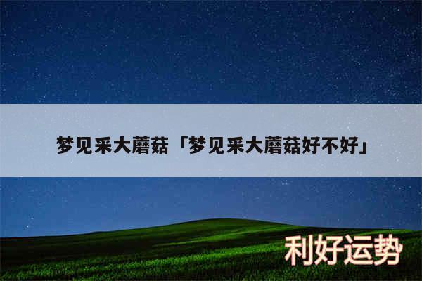 梦见采大蘑菇及梦见采大蘑菇好不好