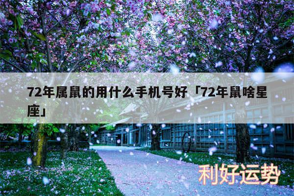 72年属鼠的用什么手机号好及72年鼠啥星座
