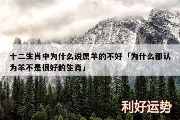 十二生肖中为什么说属羊的不好及为什么都认为羊不是很好的生肖