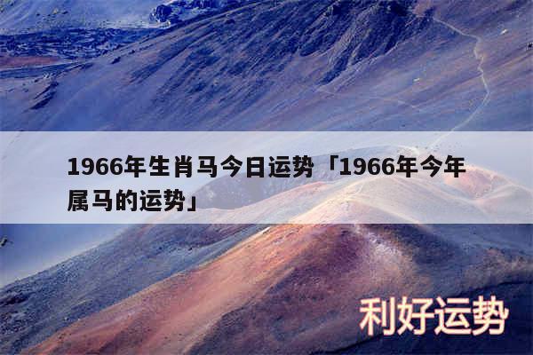 1966年生肖马今日运势及1966年今年属马的运势