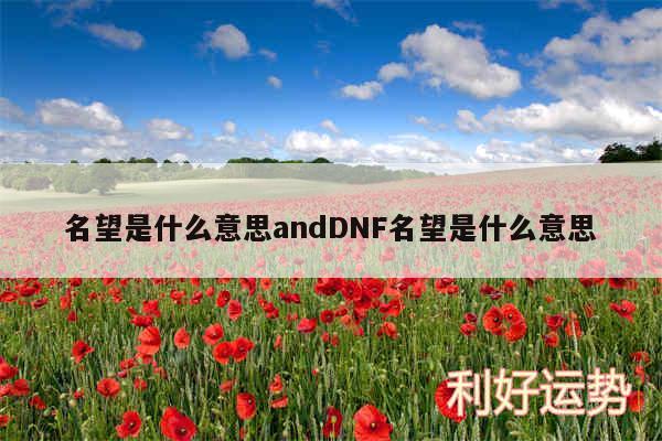 名望是什么意思andDNF名望是什么意思