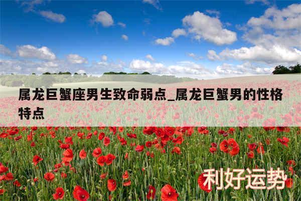 属龙巨蟹座男生致命弱点_属龙巨蟹男的性格特点