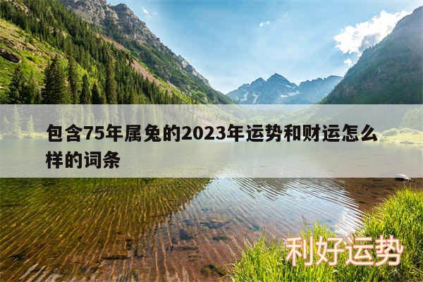 包含75年属兔的2024年运势和财运怎么样的词条