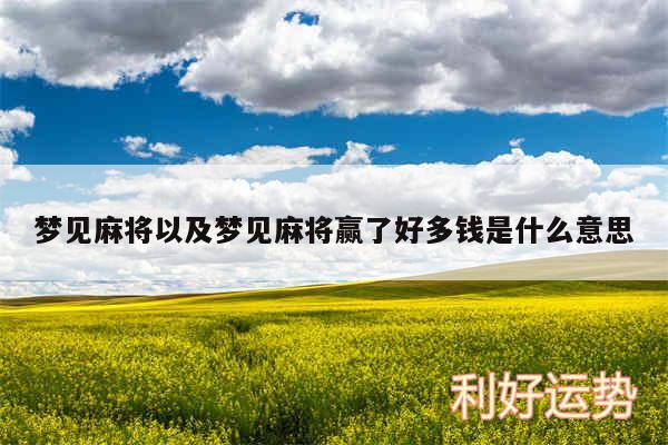 梦见麻将以及梦见麻将赢了好多钱是什么意思