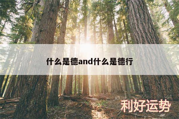 什么是德and什么是德行