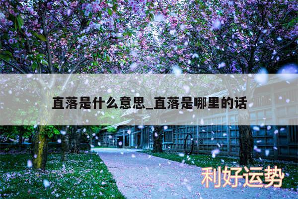 直落是什么意思_直落是哪里的话