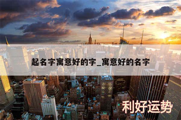 起名字寓意好的字_寓意好的名字