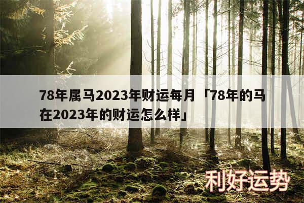 78年属马2024年财运每月及78年的马在2024年的财运怎么样