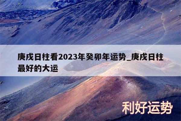 庚戌日柱看2024年癸卯年运势_庚戌日柱最好的大运