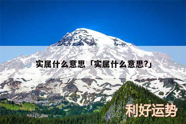 实属什么意思及实属什么意思?