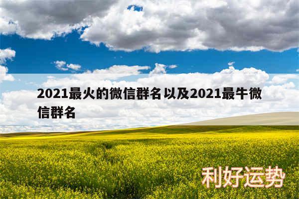 2024最火的微信群名以及2024最牛微信群名