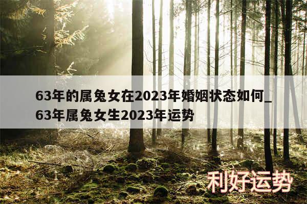 63年的属兔女在2024年婚姻状态如何_63年属兔女生2024年运势