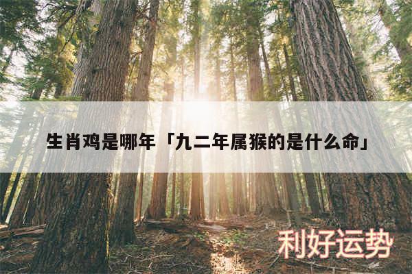 生肖鸡是哪年及九二年属猴的是什么命