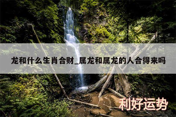 龙和什么生肖合财_属龙和属龙的人合得来吗
