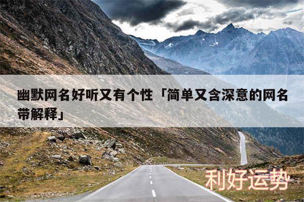 幽默网名好听又有个性及简单又含深意的网名带解释