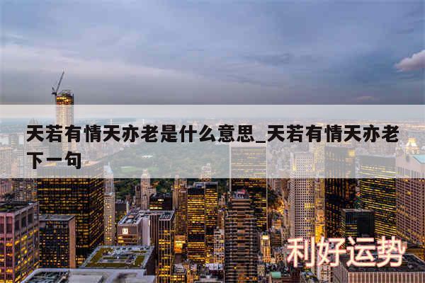 天若有情天亦老是什么意思_天若有情天亦老下一句