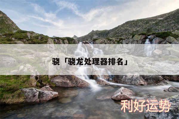 骁及骁龙处理器排名