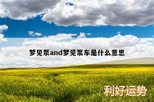 梦见泵and梦见泵车是什么意思