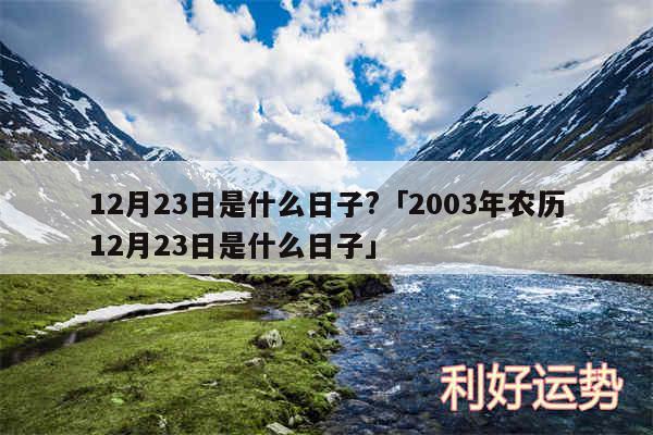 12月23日是什么日子?及2003年农历12月23日是什么日子