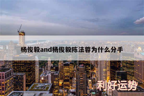 杨俊毅and杨俊毅陈法蓉为什么分手