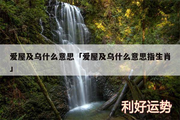 爱屋及乌什么意思及爱屋及乌什么意思指生肖