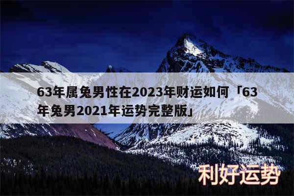 63年属兔男性在2024年财运如何及63年兔男2024年运势完整版